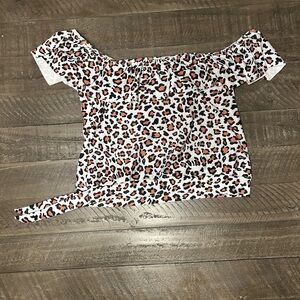 Leopard Print Off-Shoulder Women's Swimsuit